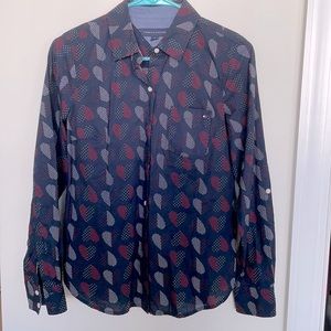 Black with white and red hearts button down shirt from Tommy Hilfiger